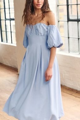 Nobody's Child Light Blue Bardot Edith Midi Dress Light Blue