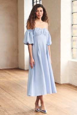Nobody's Child Light Blue Bardot Edith Midi Dress Light Blue