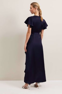 Phase Eight Arabella Satin Maxi Dress Navy Blue