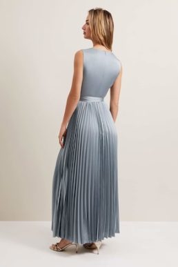 Phase Eight Bonnie Pleat Wrap Satin Maxi Dress Light Green