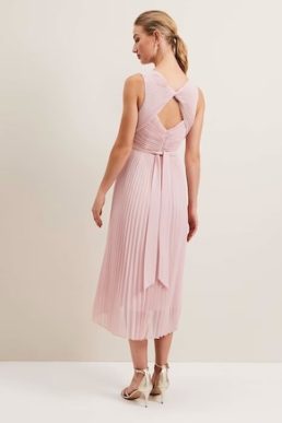 Phase Eight Cressida Pleat Midi Dress Antique Rose Pink