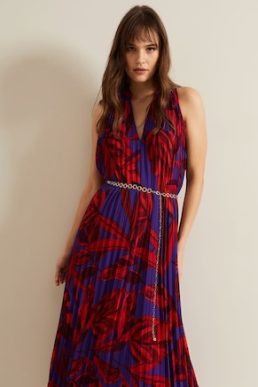 Phase Eight Adelaide Pleated Midaxi Dress Red violet