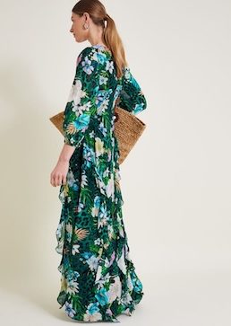Monsoon Ani floral dress green multi