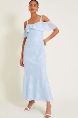 Monsoon Briella burnout dress blue