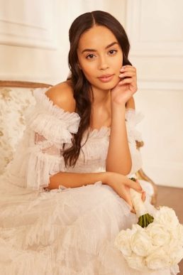 Needle & Thread Lana Off-Shoulder Gown, Champagne