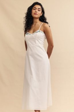 Nobody's Child White Embroidered Detail Pippin Midi Dress