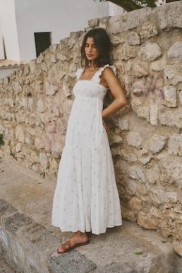 Nobody's Child White Maya Embroidered Midi Dress