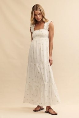Nobody's Child White Maya Embroidered Midi Dress