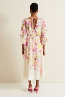 Phase Eight Clancy Floral Print Fit And Flare Dress White Multi