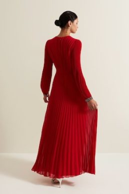 Phase Eight Vila Red Pleated Maxi Dress Red