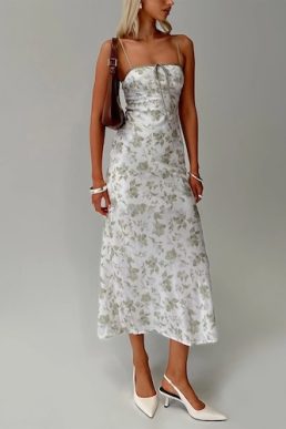 Princess VasilIki Floral Maxi Dress White Green Multi