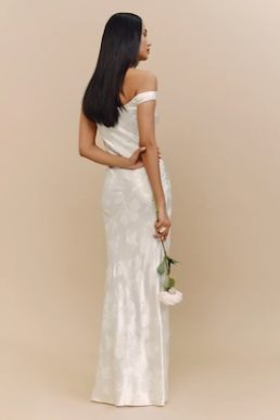 Reformation Ailsa Silk Wedding Maxi Dress Ivory Jacquard