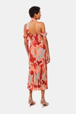 Whistles Marble Print Dress Red Multi