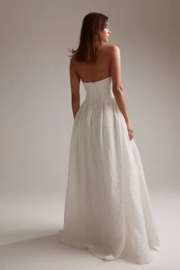 ASOS DESIGN Winnona bandeau maxi wedding dress in textured floral Ivory