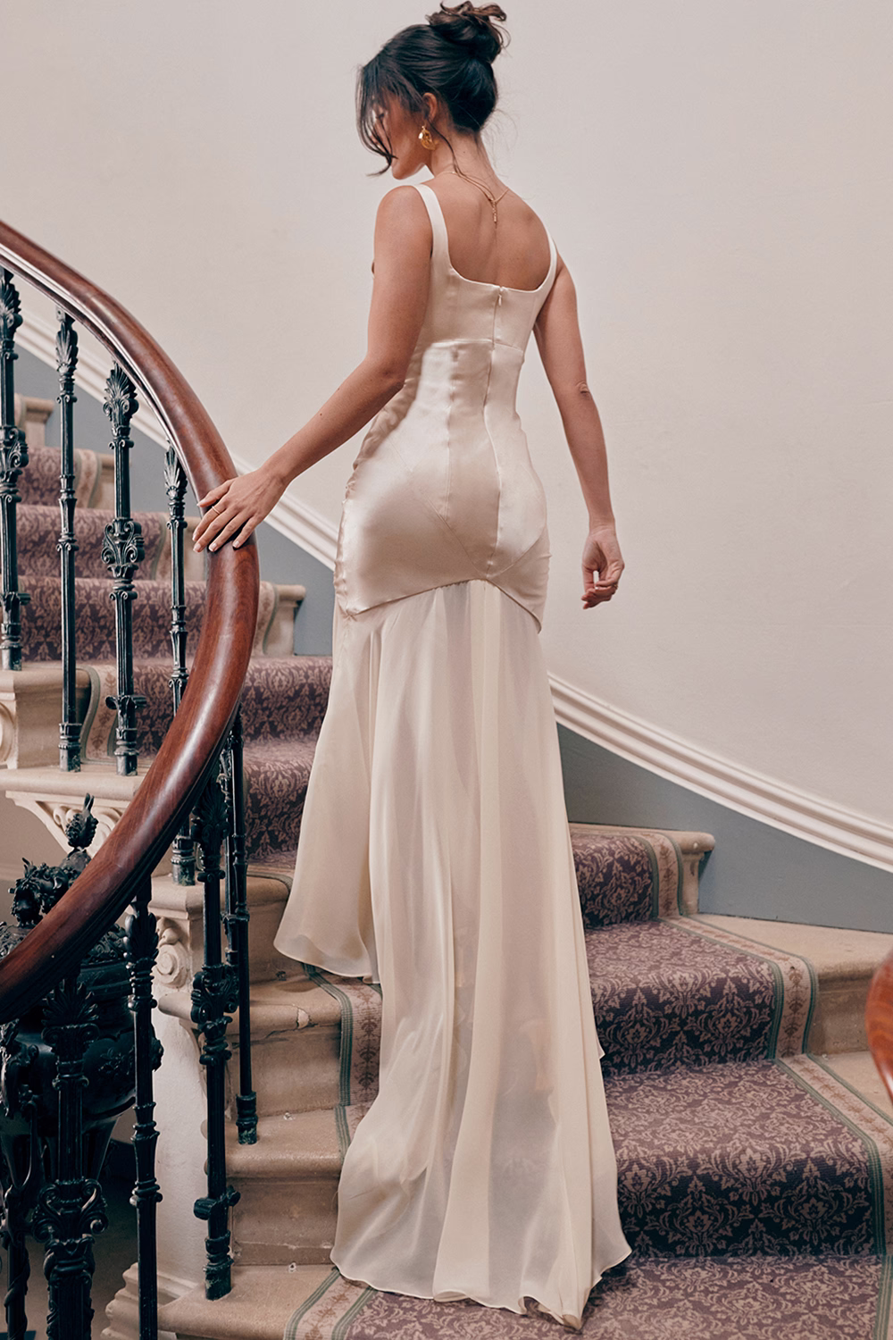HOUSE OF CB Vittoria Champagane Chiffon Floor Length Gown