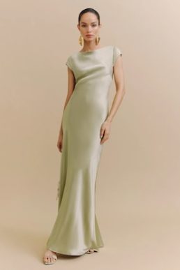 Reformation Niamh Silk Dress Green Dried Herbs