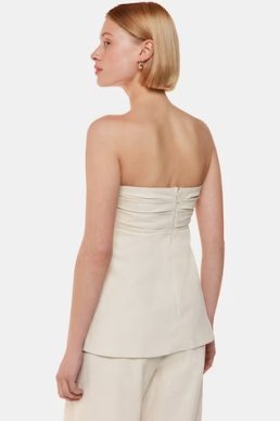 Whistles Lula Linen Blend Bandeau Top Oatmeal