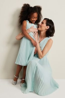 Phase Eight Cressida Pleat Midi Dress Pale Blue