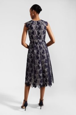 Hobbs Hannah Lace Dress Navy pale Pink