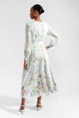 Hobbs Maribella Silk Dress Green Multi