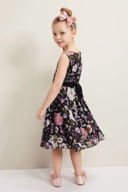 Phase Eight Girls Remy Floral Shimmer Dress Black Multi