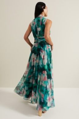 Phase Eight Lucinda Chiffon Print Maxi Dress Green Multi