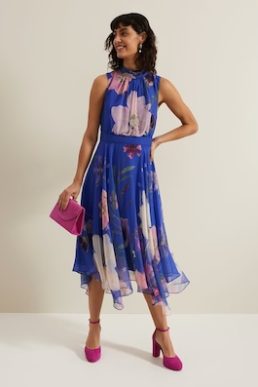 Phase Eight Lucinda Print Dress Blue Multi