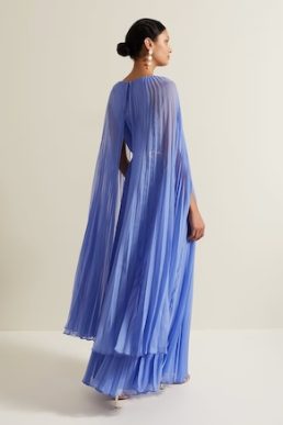 Phase Eight Marren Blue Chiffon Pleated Maxi Dress Blue