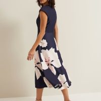 Phase Eight Rakhi Scuba Fit And Flare Midi Dress, Navy/Multi