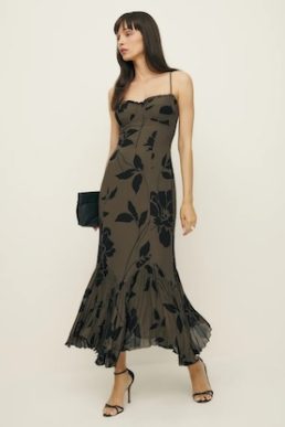 Reformation Aiko Dress, Solana/Brown