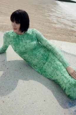 Nobody's Child Brushwork Print Mesh Dress Green