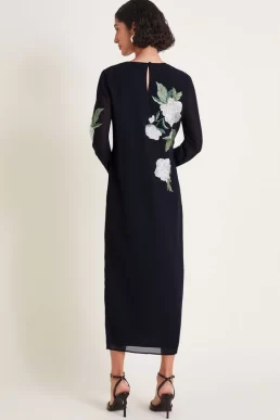 Phase Eight Ariah column embellished midi dress black