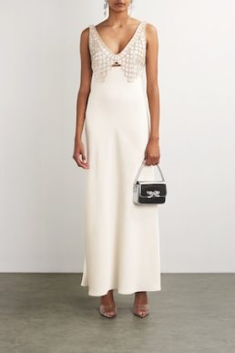 SELF-PORTRAIT Diamanté-Bralette Maxi Dress Cream