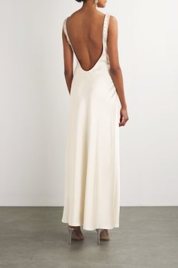 SELF-PORTRAIT Diamanté-Bralette Maxi Dress Cream