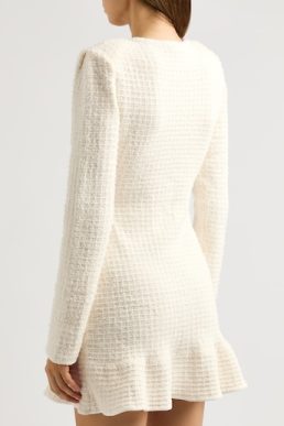 Self-Portrait Sequin-embellished bouclé tweed mini dress Ivory