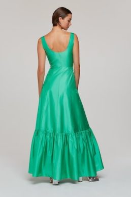 Whistles Taffeta Silk Blend Maxi Dress Green