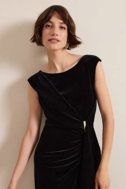 Emalise Donna Black Velvet Maxi Dress Black