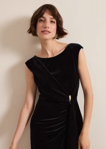 Emalise Donna Black Velvet Maxi Dress Black