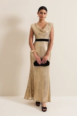 Phase Eight Jamae Gold Sequin Maxi Dress Gold