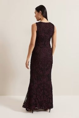 Phase Eight Montee Burgundy Tapework Maxi Dress Burgundy