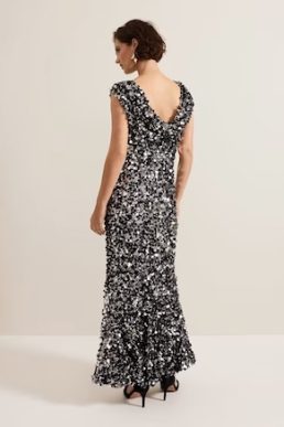 Phase Eight Nina Sequin Maxi Dress Silver