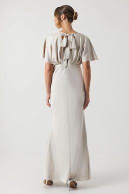 Coast Batwing Sleeve Satin Fishtail Maxi Dress Sage