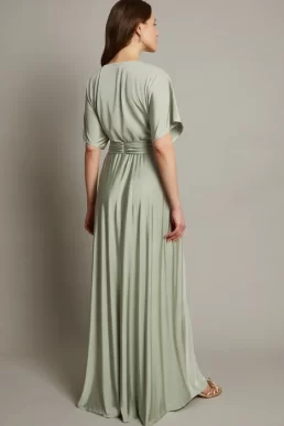 Monsoon Jillian drape bridesmaids dress green sage