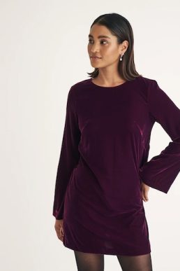 Nobody's Child Purple Velvet Tie Back Jolene Mini Dress