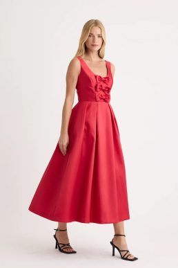 Nobody's Child Red Satin Bow Front Milda Dress