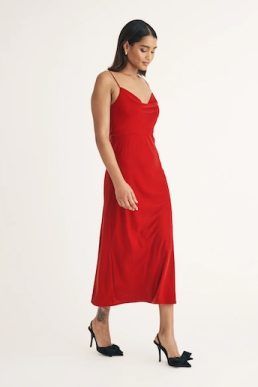 Nobody's Child Red Velvet Trixie Midi Dress