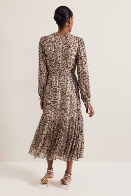Phase Eight Eve Leopard Print Shimmer Midi Dress Multi