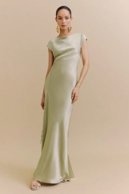 Reformation Niamh Silk Dress Dried Herbs Light Green