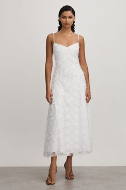 Reiss Stella Anna Quan Applique Drop Waist Maxi Dress White