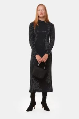 Whistles Hot Fix Jersey Midi Dress, Black